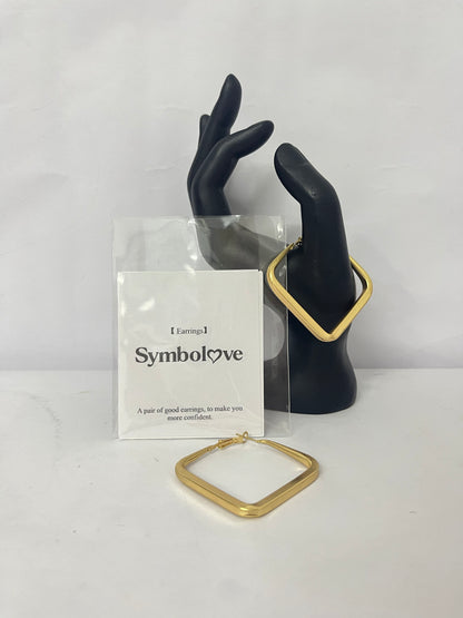 Symbolove Square Hoop Earrings 18K Gold Plated Chunky Hoop Earrings For Women