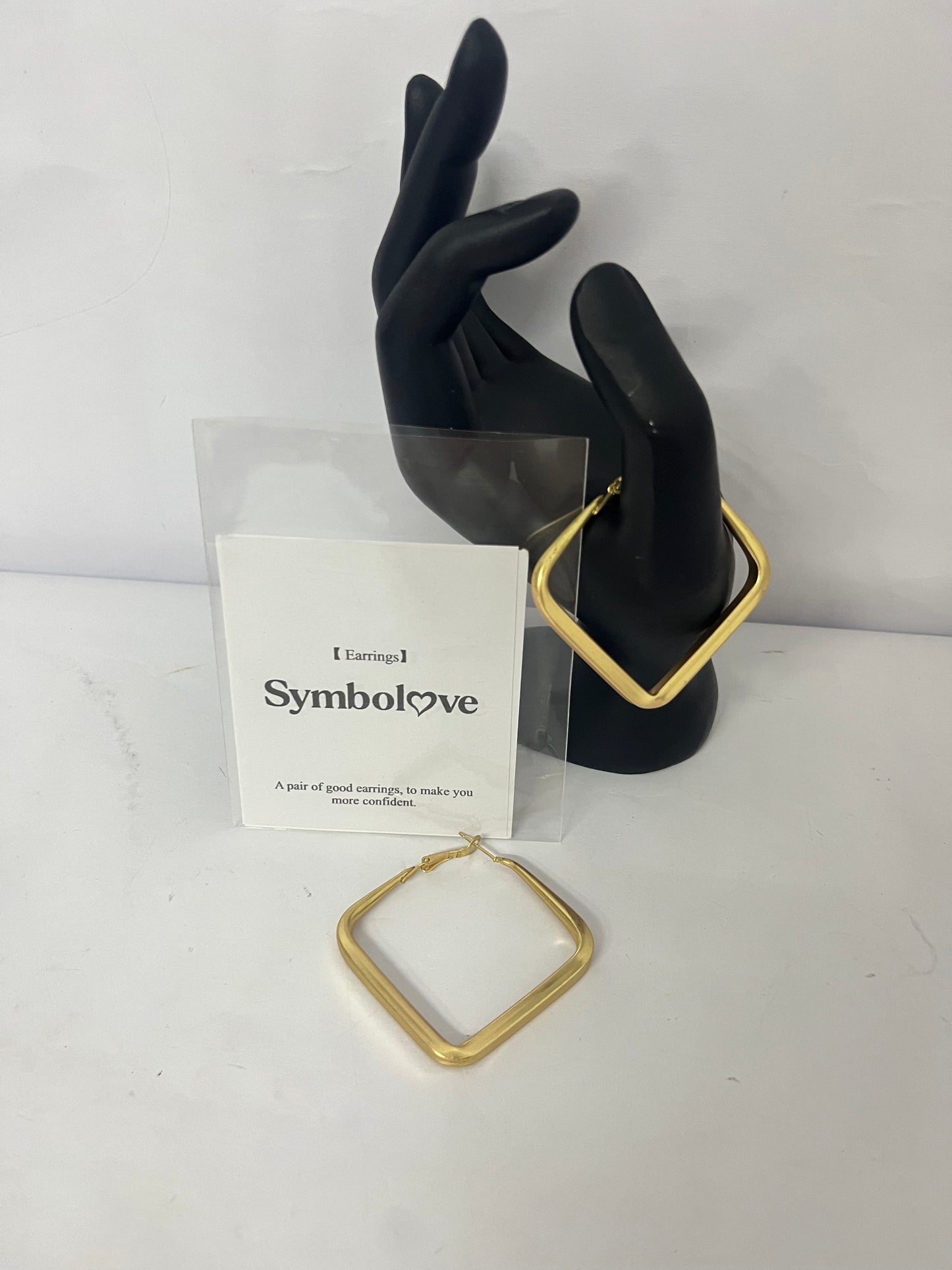 Symbolove Square Hoop Earrings 18K Gold Plated Chunky Hoop Earrings For Women