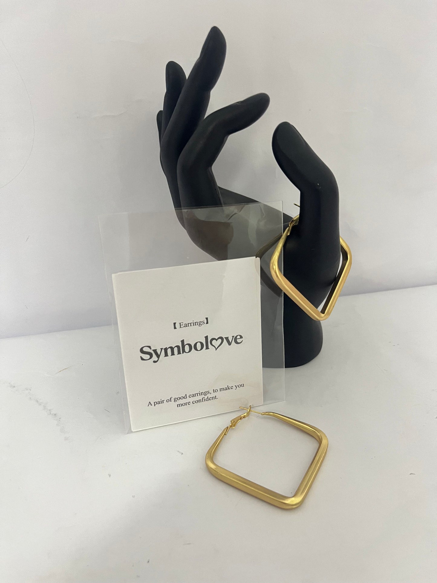 Symbolove Square Hoop Earrings 18K Gold Plated Chunky Hoop Earrings For Women
