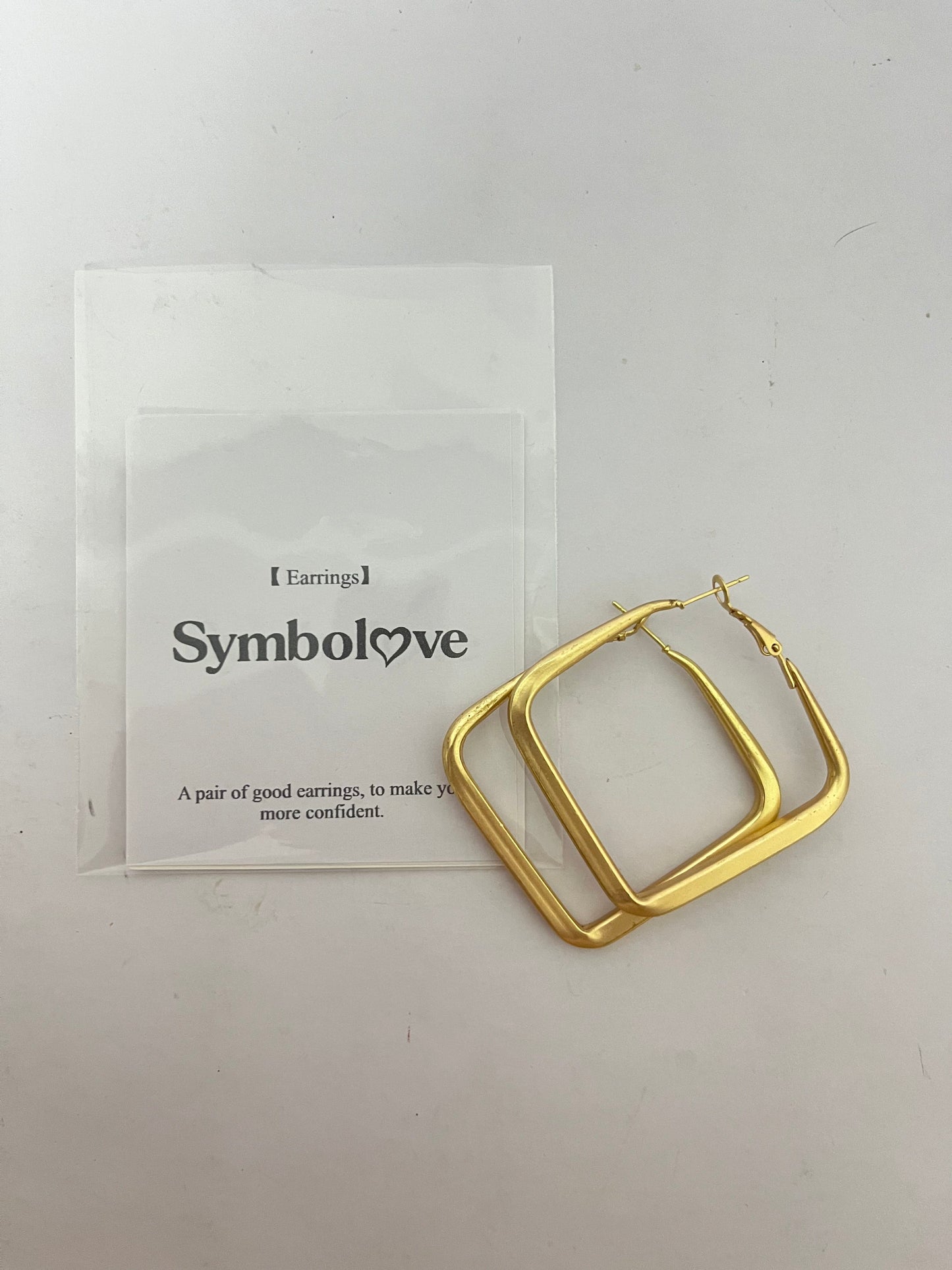 Symbolove Square Hoop Earrings 18K Gold Plated Chunky Hoop Earrings For Women