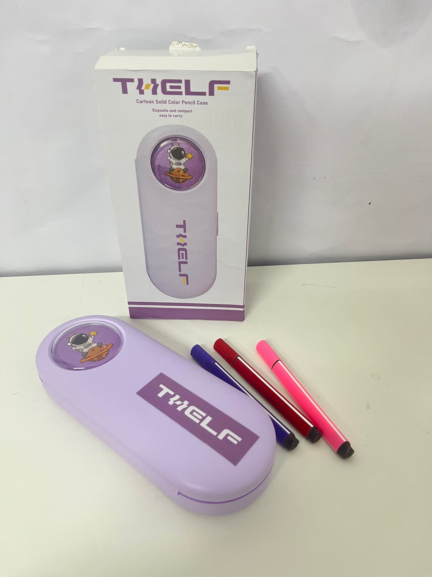 THELF Cartoon Solid Color Astronaut Pencil Case