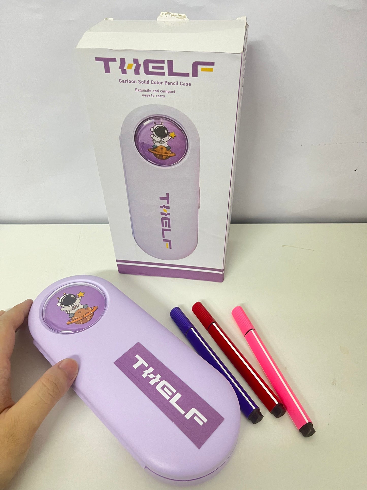 THELF Cartoon Solid Color Astronaut Pencil Case