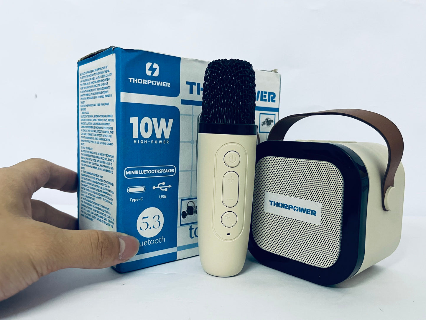 THORPOWER Karaoke Machine for Kids Adults, Mini Portable Bluetooth Karaoke Speaker with Wireless Microphone and Light, for All Smartphones,Birthday, Family