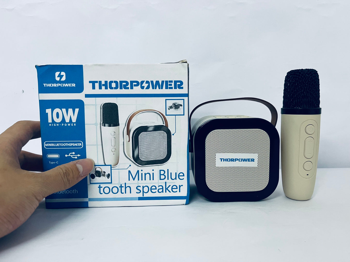 THORPOWER Karaoke Machine for Kids Adults, Mini Portable Bluetooth Karaoke Speaker with Wireless Microphone and Light, for All Smartphones,Birthday, Family