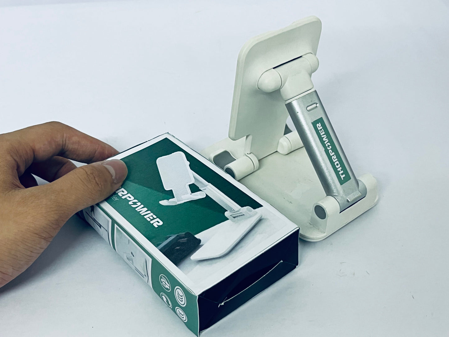 THORPOWER Mobile Phone Holder Table Holder Bracket Adjustable Desktop Stand Foldable Universal Mobile Stand Convenient, White