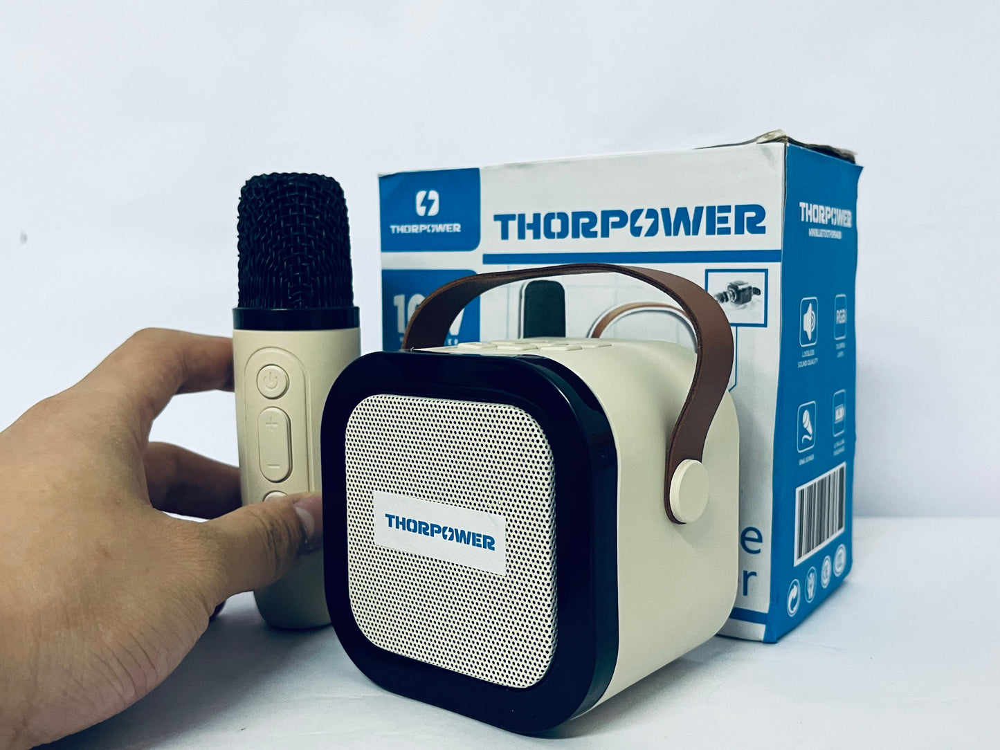 THORPOWER Karaoke Machine for Kids Adults, Mini Portable Bluetooth Karaoke Speaker with Wireless Microphone and Light, for All Smartphones,Birthday, Family
