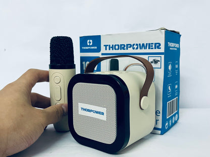 THORPOWER Karaoke Machine for Kids Adults, Mini Portable Bluetooth Karaoke Speaker with Wireless Microphone and Light, for All Smartphones,Birthday, Family