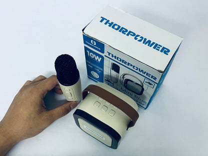 THORPOWER Karaoke Machine for Kids Adults, Mini Portable Bluetooth Karaoke Speaker with Wireless Microphone and Light, for All Smartphones,Birthday, Family