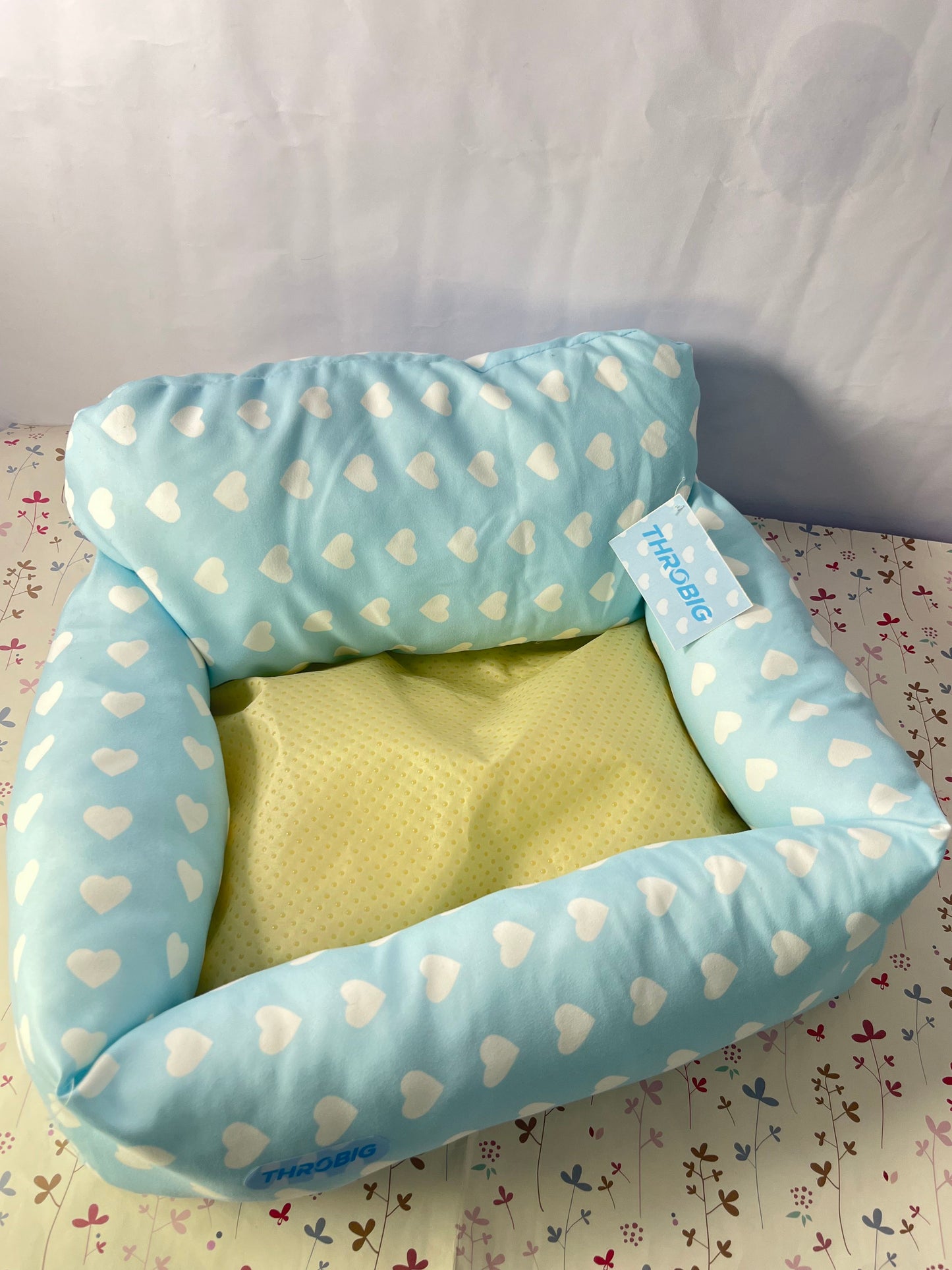 THROBIG Orthopedic Couch Large Sized Pet Beds with Comfort Foam Support, Soft Indestructible Fabric, Machine Washable Waterproof (Light Blue)