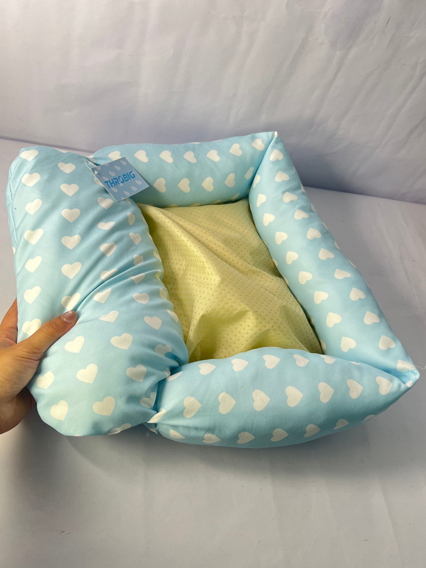 THROBIG Orthopedic Couch Large Sized Pet Beds with Comfort Foam Support, Soft Indestructible Fabric, Machine Washable Waterproof (Light Blue)