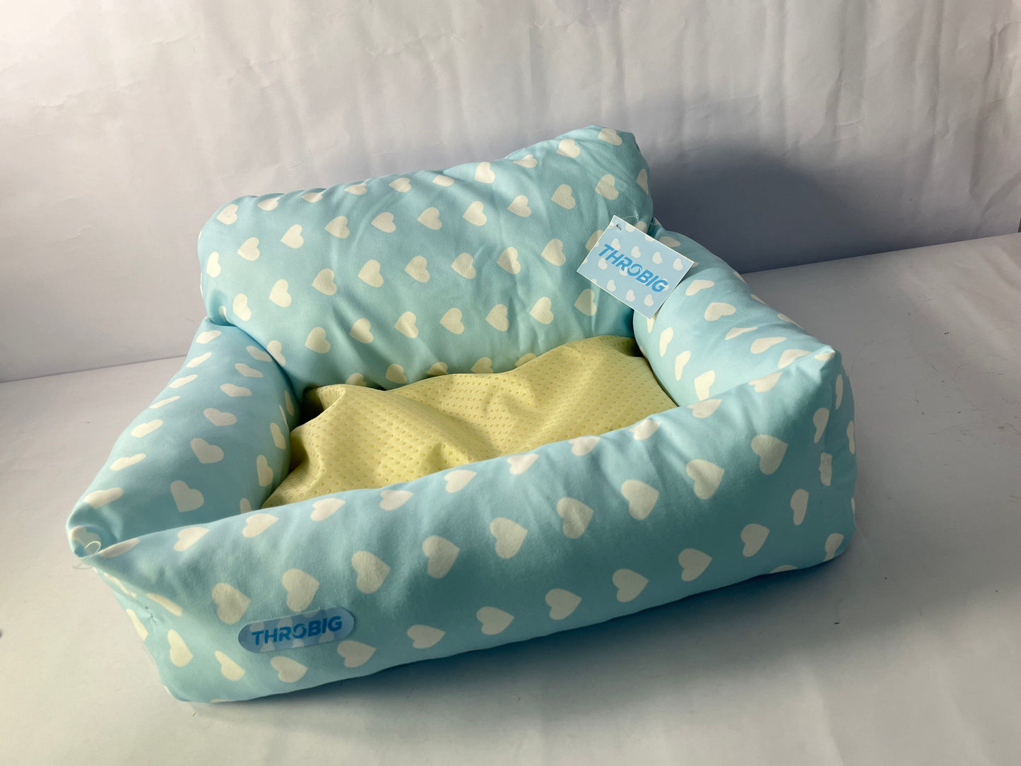 THROBIG Orthopedic Couch Large Sized Pet Beds with Comfort Foam Support, Soft Indestructible Fabric, Machine Washable Waterproof (Light Blue)