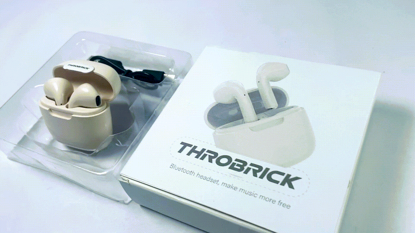 THROBRICK Wireless Earbuds, Lightweight Bluetooth Earbuds with 48 Hours Playtime, in-Ear Fit Earphones, Hands-Free Calls with AI for iPhone, Android, Pad