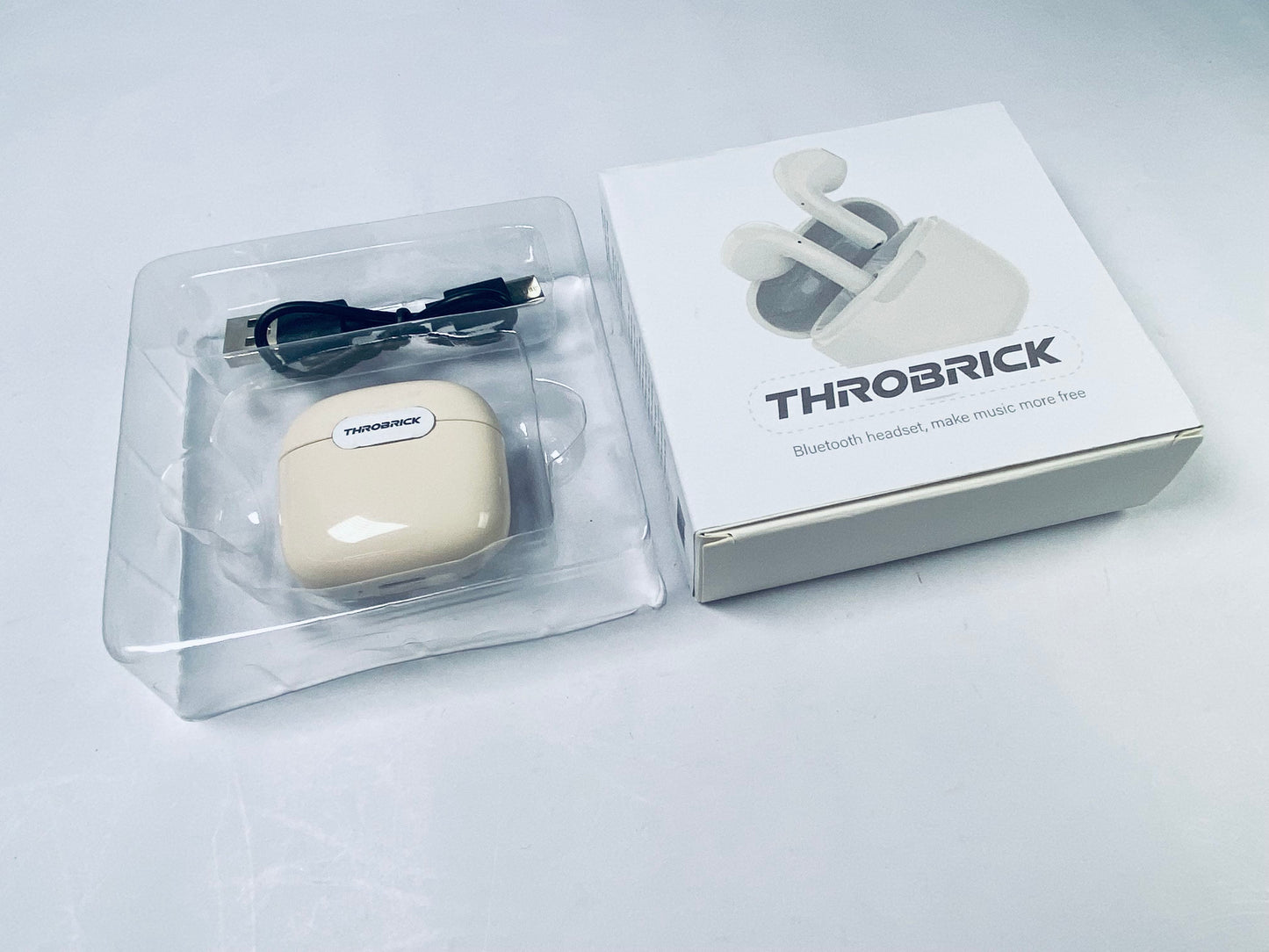 THROBRICK Wireless Earbuds, Lightweight Bluetooth Earbuds with 48 Hours Playtime, in-Ear Fit Earphones, Hands-Free Calls with AI for iPhone, Android, Pad