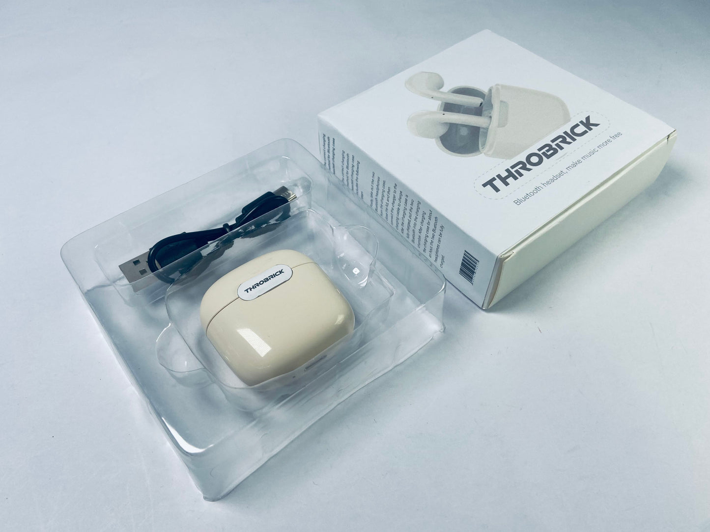 THROBRICK Wireless Earbuds, Lightweight Bluetooth Earbuds with 48 Hours Playtime, in-Ear Fit Earphones, Hands-Free Calls with AI for iPhone, Android, Pad