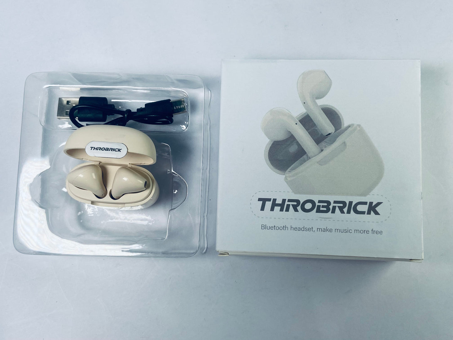 THROBRICK Wireless Earbuds, Lightweight Bluetooth Earbuds with 48 Hours Playtime, in-Ear Fit Earphones, Hands-Free Calls with AI for iPhone, Android, Pad