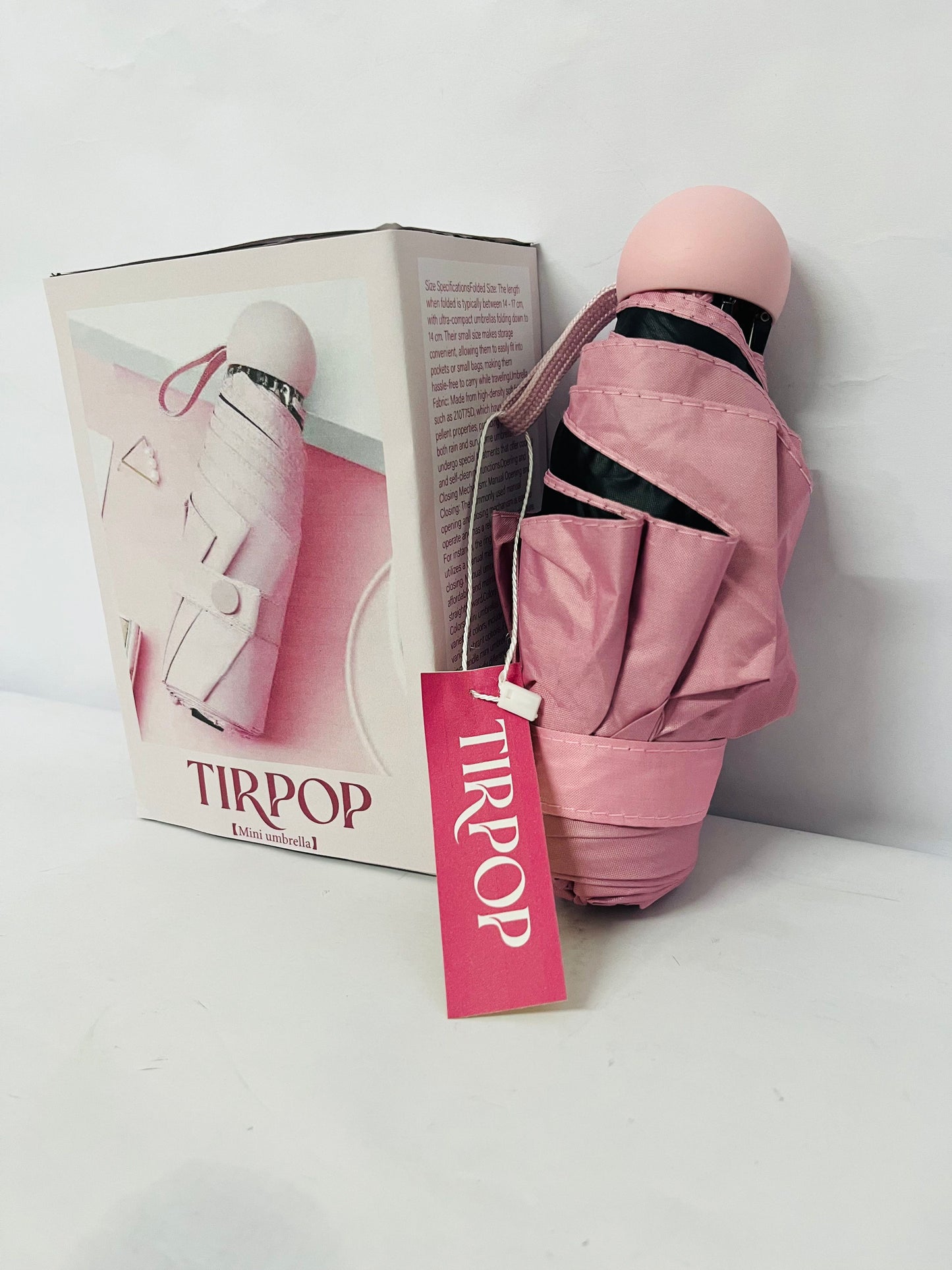 TIRPOP Mini Travel Umbrella with Case – Lightweight Sun & Rain Parasol, Compact Pocket Size for Backpack or Purse, UV Protection for Kids, Girls, Boys, and Women – Small Folding Travel Essential