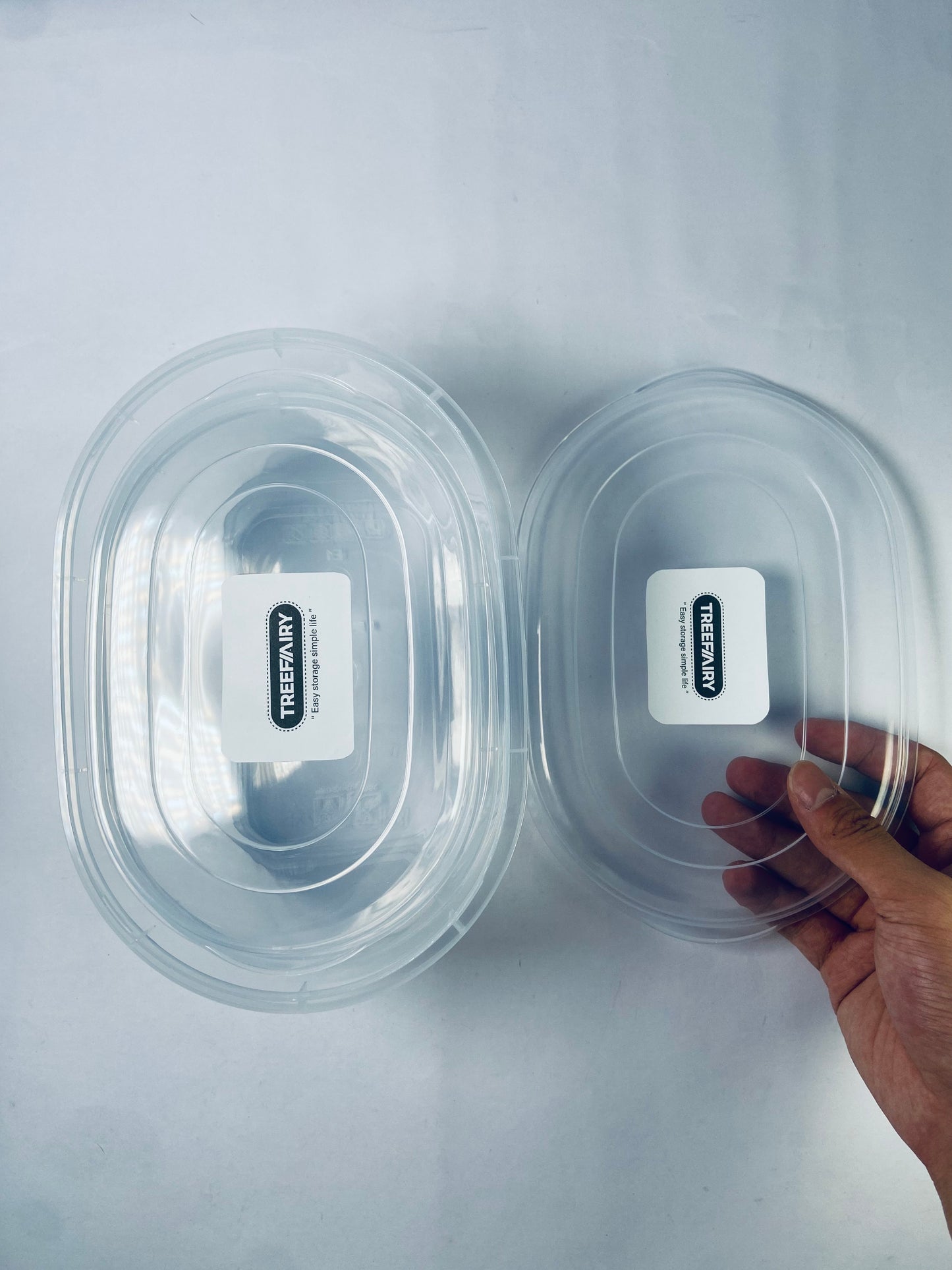 TREEFAIRY Oval Food Grade Storage Box Food Storage Container Clear