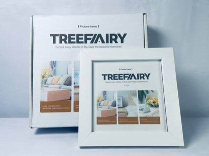 TREEFAIRY 4x4 Picture Frame White Set Wooden Square Photo Frames with Plexiglass for 4x4 without Mat for Table and Wall Display