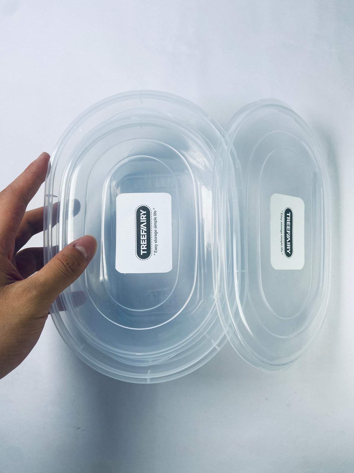 TREEFAIRY Oval Food Grade Storage Box Food Storage Container Clear