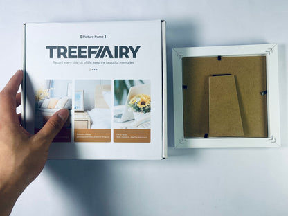 TREEFAIRY 4x4 Picture Frame White Set Wooden Square Photo Frames with Plexiglass for 4x4 without Mat for Table and Wall Display