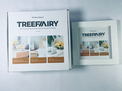 TREEFAIRY 4x4 Picture Frame White Set Wooden Square Photo Frames with Plexiglass for 4x4 without Mat for Table and Wall Display