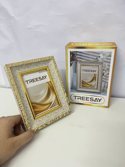 TREESAY 4x6 Elegant Gold Picture Frame - Dual-Use Tabletop/Wall Photo Holder (Dec 2025 Launch)