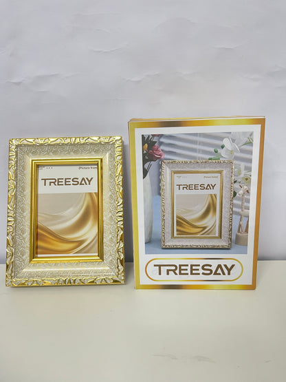 TREESAY 4x6 Elegant Gold Picture Frame - Dual-Use Tabletop/Wall Photo Holder (Dec 2025 Launch)