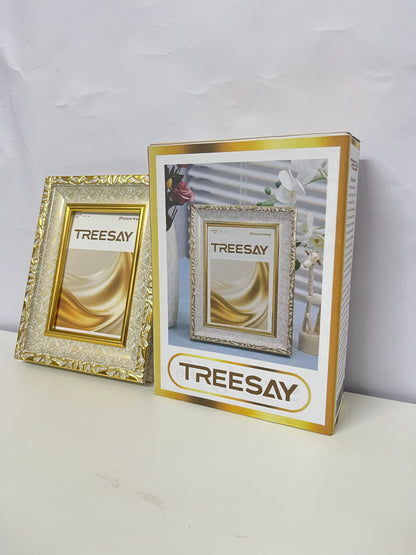 TREESAY 4x6 Elegant Gold Picture Frame - Dual-Use Tabletop/Wall Photo Holder (Dec 2025 Launch)