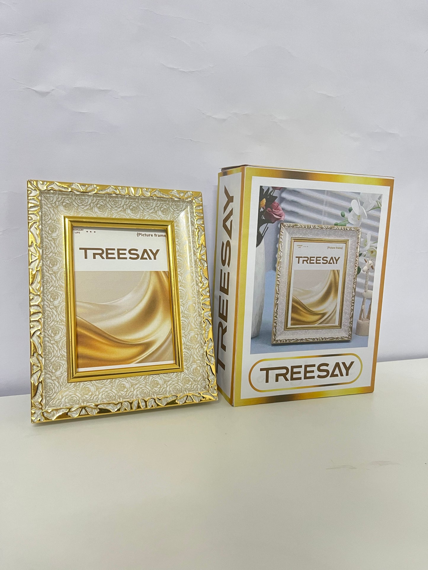 TREESAY 4x6 Elegant Gold Picture Frame - Dual-Use Tabletop/Wall Photo Holder (Dec 2025 Launch)
