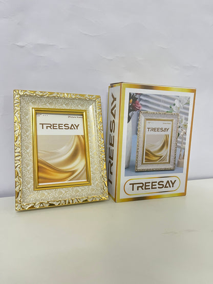 TREESAY 4x6 Elegant Gold Picture Frame - Dual-Use Tabletop/Wall Photo Holder (Dec 2025 Launch)