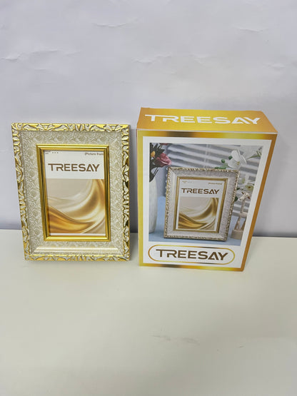 TREESAY 4x6 Elegant Gold Picture Frame - Dual-Use Tabletop/Wall Photo Holder (Dec 2025 Launch)