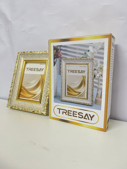 TREESAY 4x6 Elegant Gold Picture Frame - Dual-Use Tabletop/Wall Photo Holder (Dec 2025 Launch)