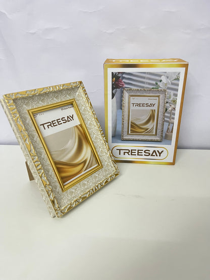 TREESAY 4x6 Elegant Gold Picture Frame - Dual-Use Tabletop/Wall Photo Holder (Dec 2025 Launch)