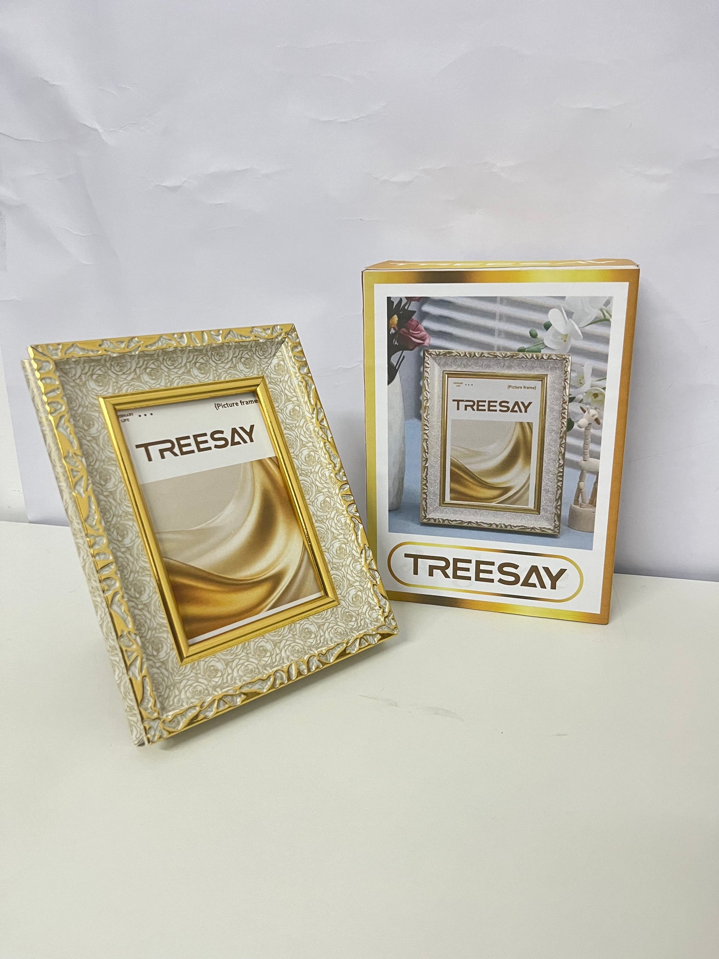 TREESAY 4x6 Elegant Gold Picture Frame - Dual-Use Tabletop/Wall Photo Holder (Dec 2025 Launch)