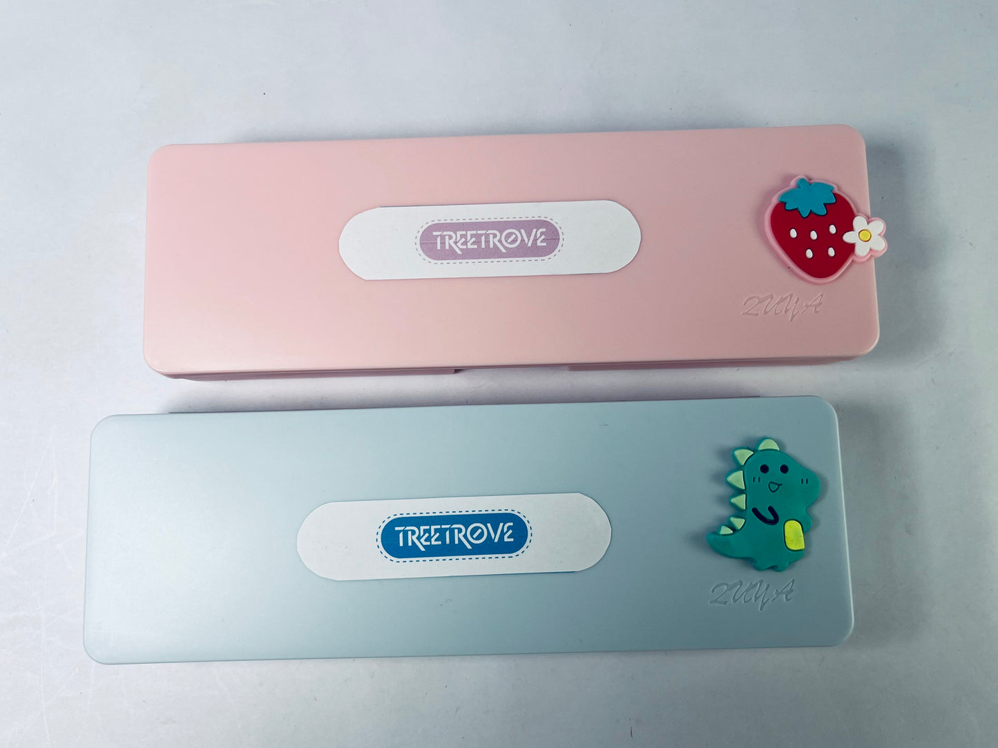 TREETROVE 2 Pack Pencil Case, Large Hard Pencil Box Bulk, Plastic Storage Container with Snap Lid, Stackable Art Craft Organizer Back to School Supplies, Colorful