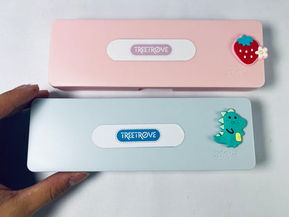 TREETROVE 2 Pack Pencil Case, Large Hard Pencil Box Bulk, Plastic Storage Container with Snap Lid, Stackable Art Craft Organizer Back to School Supplies, Colorful
