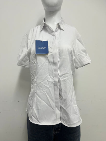 [TaleGirl Shirts]-Basic Short-Sleeve White Shirt - Minimalist Commute Oversized Blouse