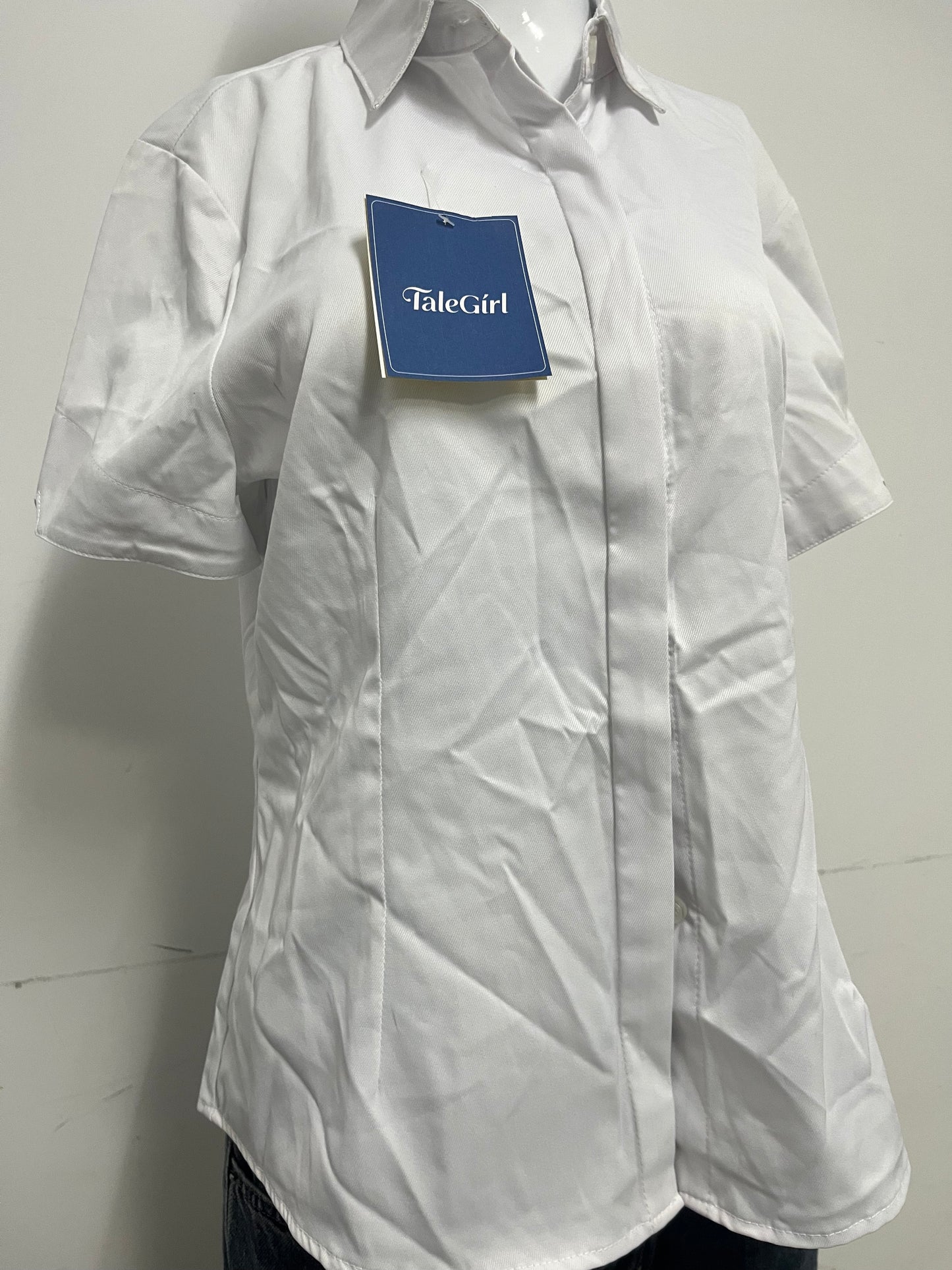 [TaleGirl Shirts]-Basic Short-Sleeve White Shirt - Minimalist Commute Oversized Blouse