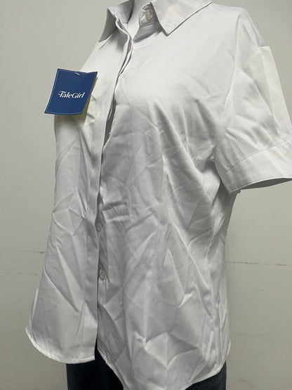 [TaleGirl Shirts]-Basic Short-Sleeve White Shirt - Minimalist Commute Oversized Blouse