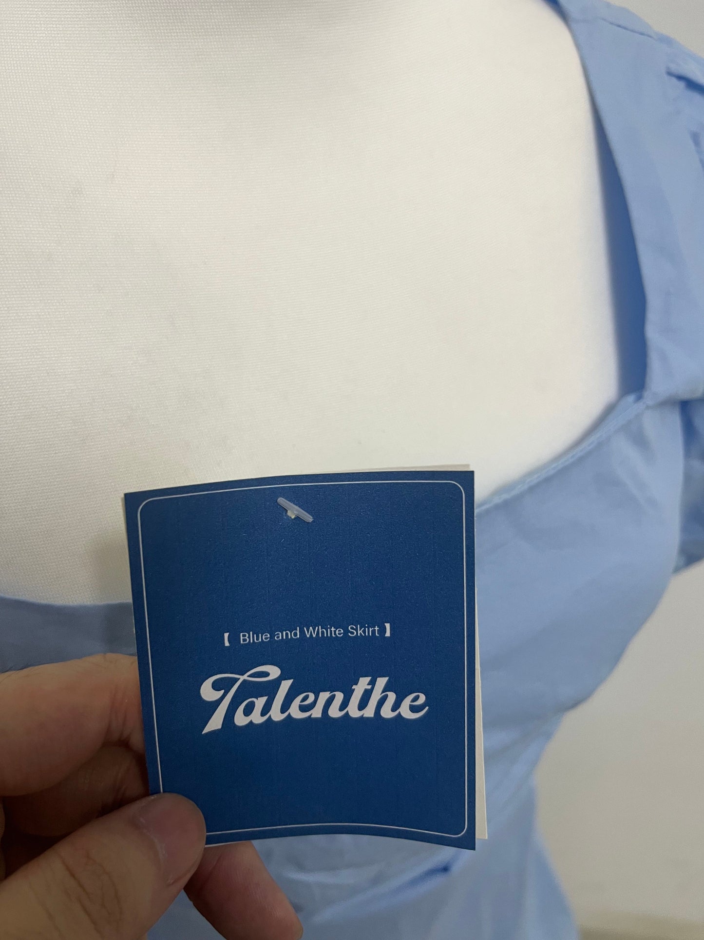Talenthe Dresses Blue Square Neck Puff Sleeve Dress French Retro Slimming & Flattering Eye-Catching Item for Multi-Scene Outfits