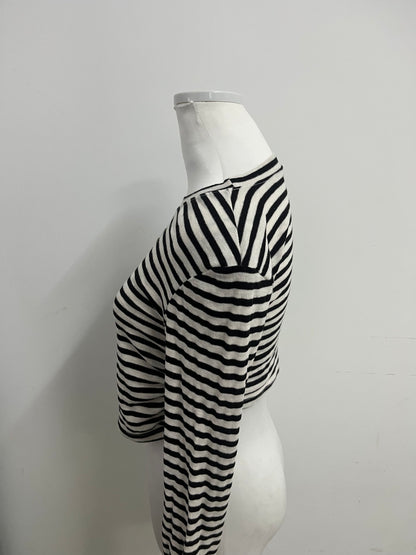Talenthe Tops as clothing Black & White Striped Drawstring Cropped Top Retro & Stylish Slimming & Flattering A Versatile Piece for Multi-Style Outfits