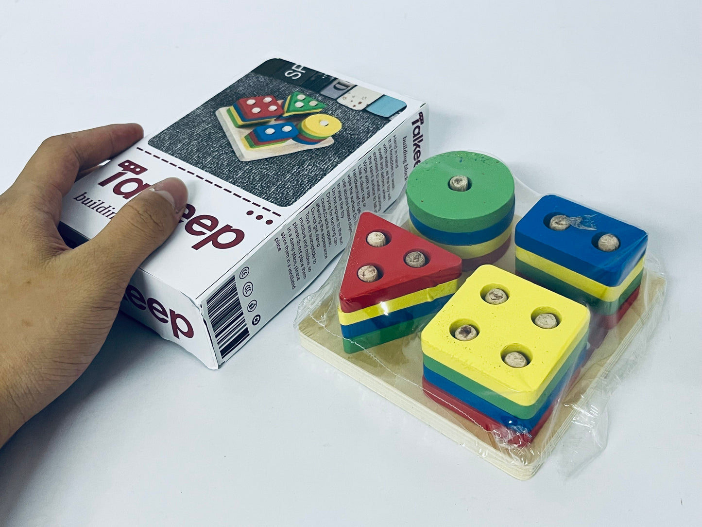Talkeep Toy building blocks Sorting and Stacking, Montessori Toys, Wooden Shape Sorting Board, Educational Stacking Blocks for Age 3,4,5,6,Learning Toddlers Puzzle