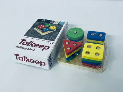 Talkeep Toy building blocks Sorting and Stacking, Montessori Toys, Wooden Shape Sorting Board, Educational Stacking Blocks for Age 3,4,5,6,Learning Toddlers Puzzle