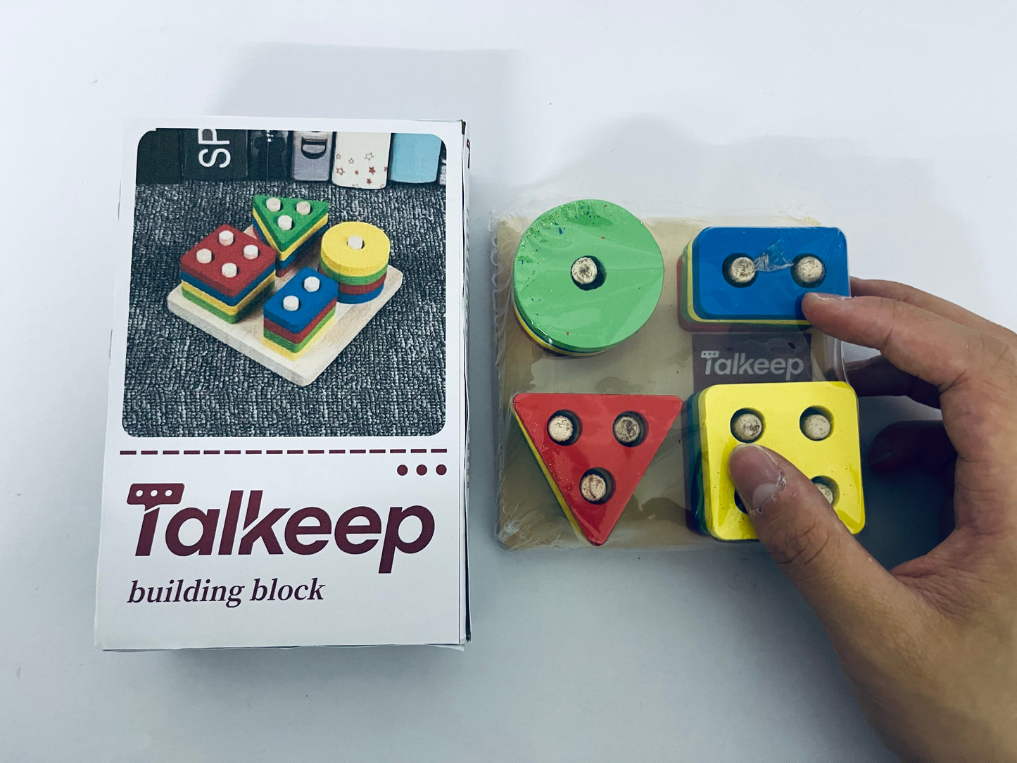 Talkeep Toy building blocks Sorting and Stacking, Montessori Toys, Wooden Shape Sorting Board, Educational Stacking Blocks for Age 3,4,5,6,Learning Toddlers Puzzle