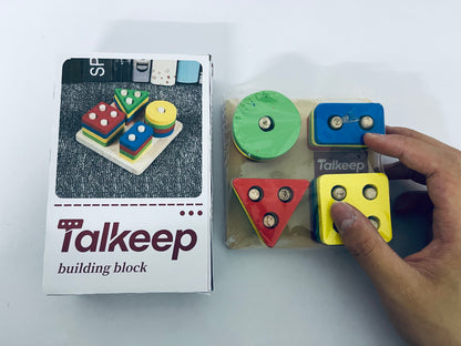 Talkeep Toy building blocks Sorting and Stacking, Montessori Toys, Wooden Shape Sorting Board, Educational Stacking Blocks for Age 3,4,5,6,Learning Toddlers Puzzle