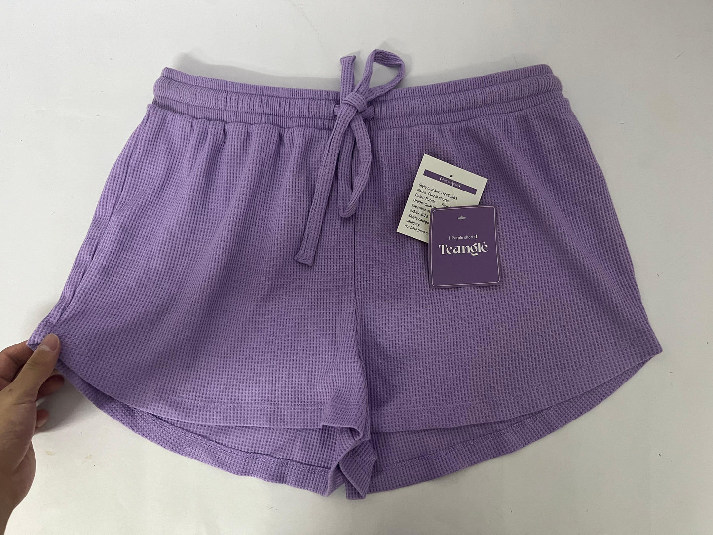 Teangle Pants Purple Waffle Casual Shorts - A Summer Choice for Comfort and Fashion