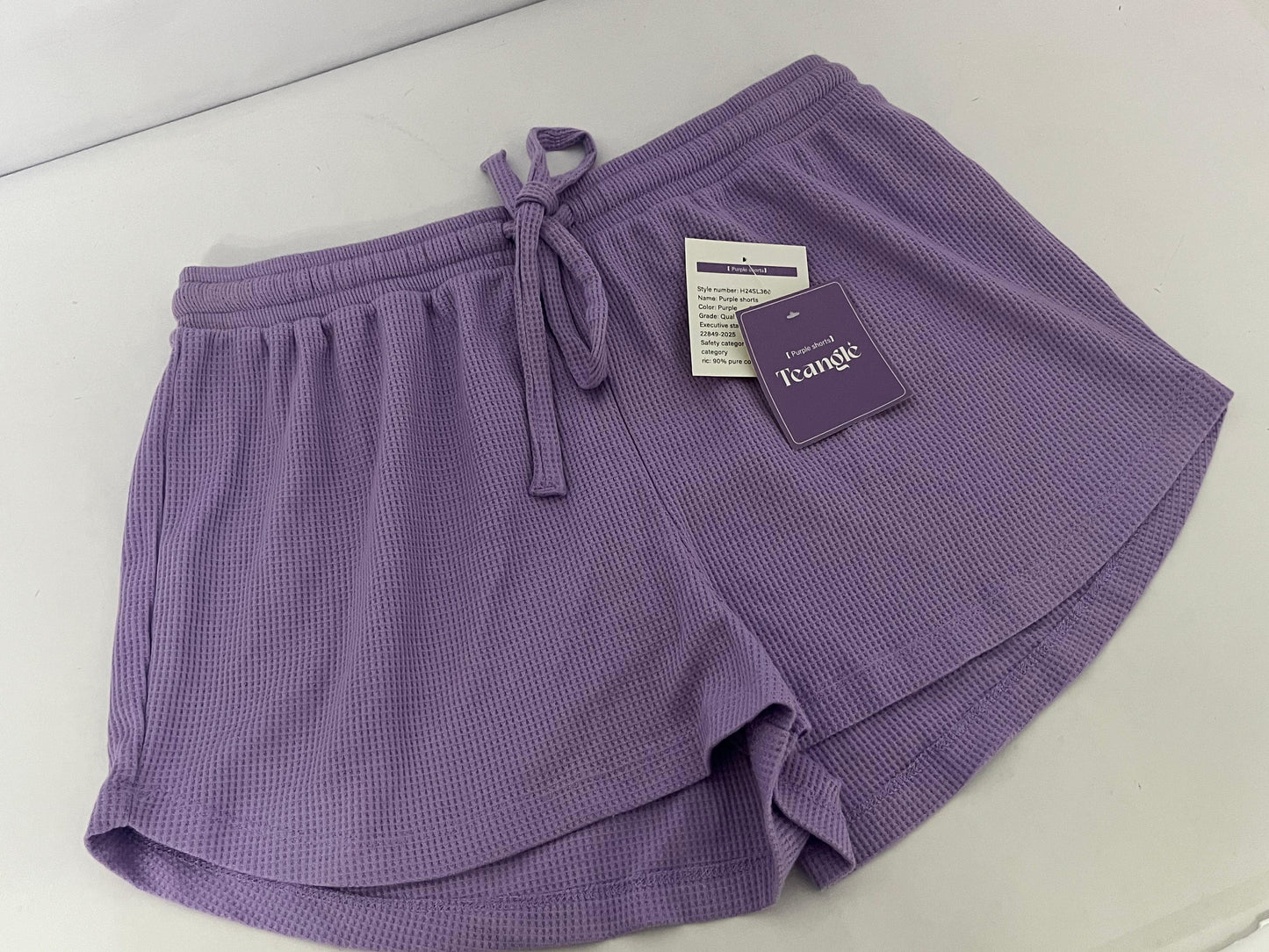 Teangle Pants Purple Waffle Casual Shorts - A Summer Choice for Comfort and Fashion