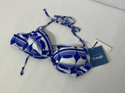 Teangle Bras Blue and White Geometric Pattern Bikini Top - A Stylish Choice for Summer Beach