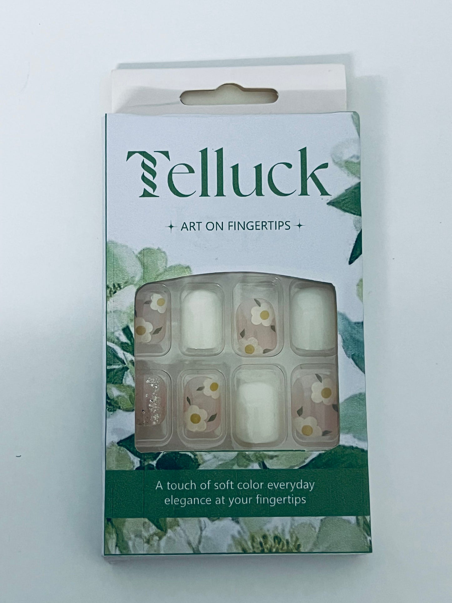 Telluck Gentle Floral Press - on Nails - Soft Color Everyday Elegance on Your Fingertips