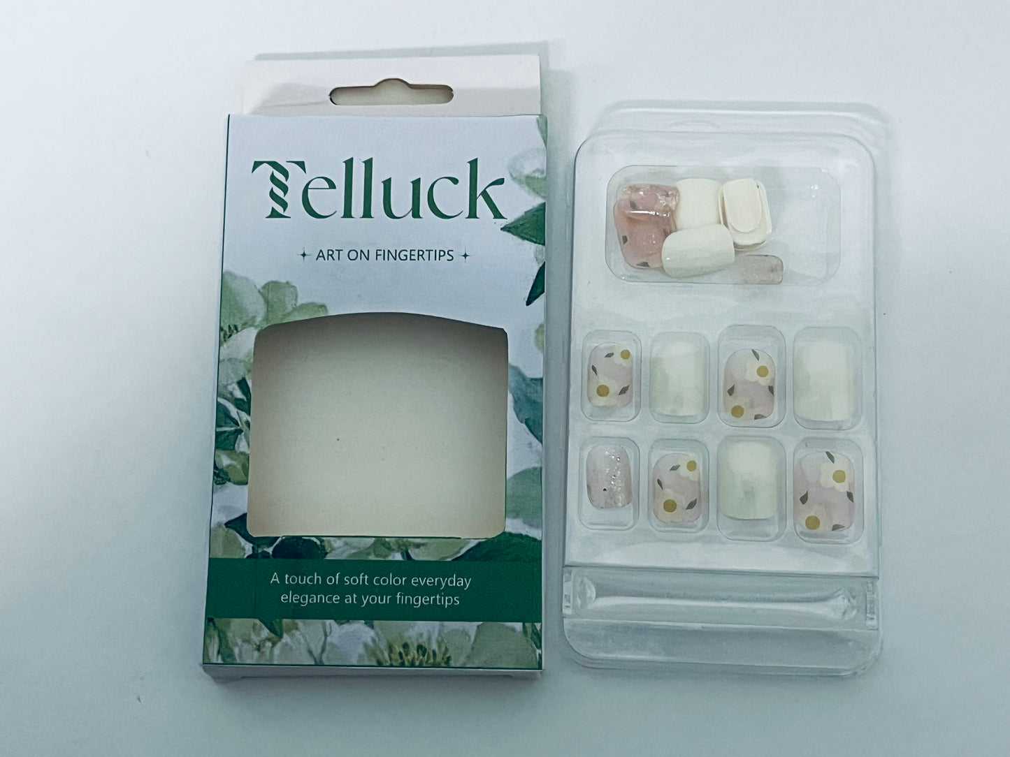 Telluck Gentle Floral Press - on Nails - Soft Color Everyday Elegance on Your Fingertips